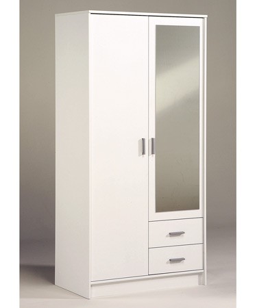 Parisot White Wardrobe with Mirror and Drawers