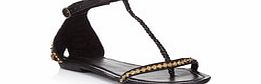 Black and gold-tone sequin sandals