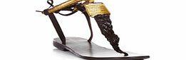 Park Lane Brown and gold-tone leather sandals