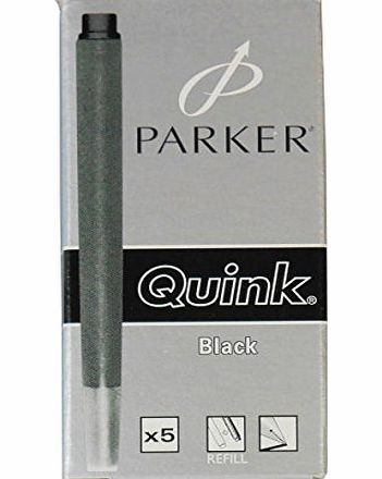 Parker Quink black ink fountain pen cartridges, PACK of 5