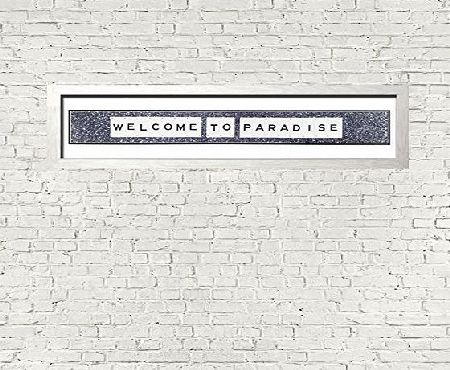 Partridge Art Inspired by GREEN DAY lyrics - WELCOME TO PARADISE - Framed Wall Art in White Frame (96cm x25cm)