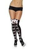 Stockings Black Knee High with Pink Cross-Bones and Bow
