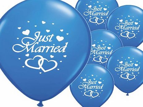 Partyangels 10 JUST MARRIED 11`` HELIUM QUALITY PEARLISED WEDDING BALLOONS (DARK BLUE)