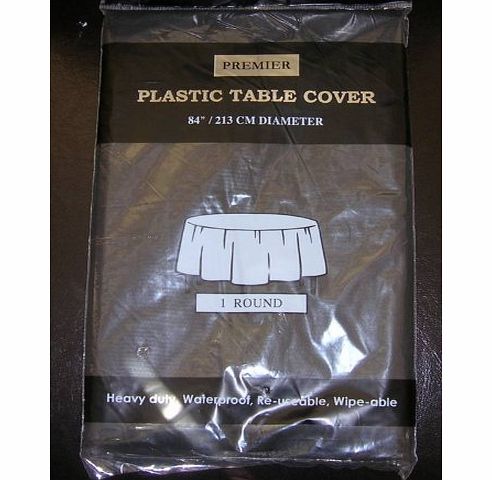 Partyrama 1 x Premier Round Plastic Black Table Cloth Cover - 84``