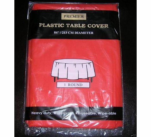 Partyrama 1 x Premier Round Red Plastic Table Cloth Cover - 84``