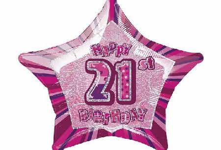 Partyrama 20`` Pink Glitz Age 21 Happy Birthday Prismatic Foil Balloon