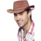 Partyrama Brown Flock Cowboy Hat