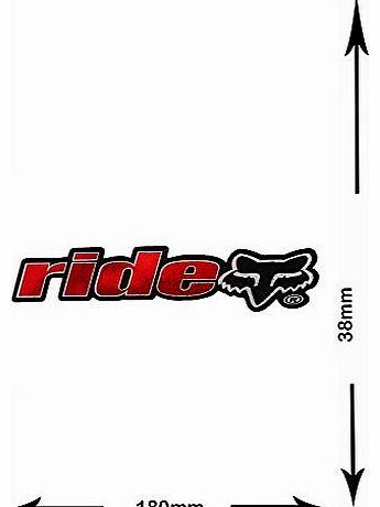 Sticker - ride FOX - 2 pieces - Glitter Effect - Decal - Car - Motorbike - Motocross - Bike - BMX - MTB - Scooter- Racing - Patch
