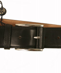 Black Leather Buckle Belt - upto 38 Waist