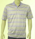 Mens Light Blue with Orange & Cream Stripe Short Sleeve Cotton Polo Shirt