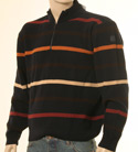 Paul & Shark Mens Navy 1/4 Zip with Multi-Coloured Stripes Wool Sweater