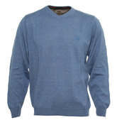 Paul and Shark Mid Blue V Neck Sweater