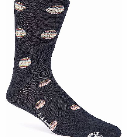 Paul Smith Navy Polka Dot Stripe Socks