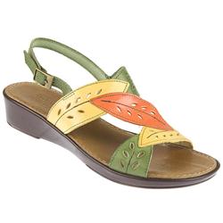 Female Des506 Leather Upper Leather Lining Casual Sandals in Yellow Multi