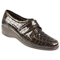 Female AKSU1001 Leather Upper Textile Lining Casual Shoes in BROWN CROC