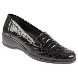 Female AKSU1002 Leather Upper Textile Lining Casual Shoes in Black Croc, BROWN CROC