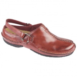 Pavers Female Daisy Leather Upper Leather Lining Clogs in Black, Brown, Red
