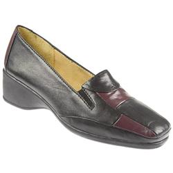 Pavers Female NAP1006FP Leather Upper Leather Lining Casual Shoes in Black-Burgundy, Black-Grey