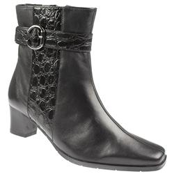 Female PKL1000 Leather Upper Textile Lining Comfort Ankle Boots in Black Croc