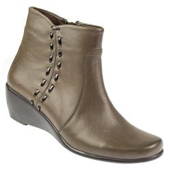 Female STOC1004 Leather Upper Textile Lining Casual Boots in Grey