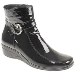 Pavers Female Stoc802 Leather Upper Textile Lining Comfort Ankle Boots in Black Patent Croc, BROWN CROC