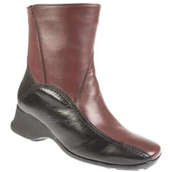 Pavers Female YORK1003 Leather Upper Textile Lining Ankle in Black-Burgundy, Brown-Tan