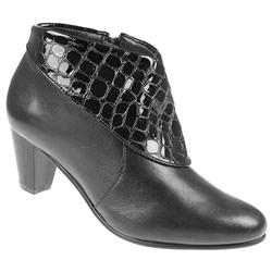 Pavers Female YORK1008 Leather Upper Leather Lining Comfort Ankle Boots in Black-Black Croc