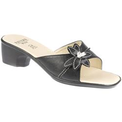 Pavers wide Female Leah Leather Lining Mules in Black, Red, White