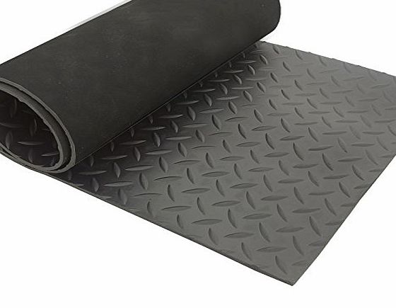 PCB -Soldering Black Diamond Checker Plate Rubber Mat Flooring - supplied by the metre (1 metre wide)