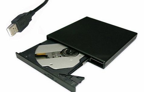 PCSOLUTIONS External USB 2.0 Slim External DVD / CD RW Drive Writer Player For PC Window XP / 7 / 8