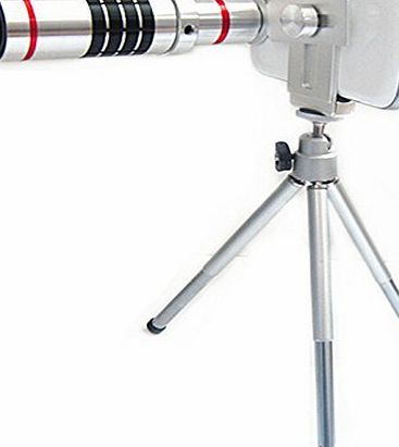 Pechon 18x Super Magnifier Zoom Aluminum Universal Manual Focus Telephoto Telesocpe Phone Camera Lens Kit with Tripod for iPhone 4 4S 5 5S 5C itouch Samsung Galaxy S3/i9300/S4/i9500/S5/Note 1/2/3