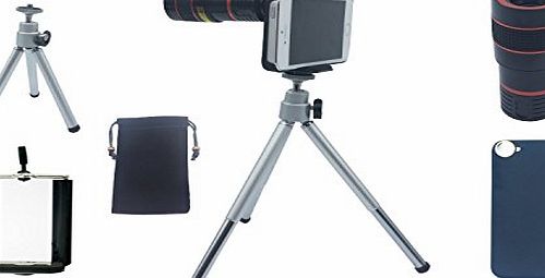 Pechon Black 8x Magnifier Zoom Aluminum Manual Focus Telephoto Telesocpe Phone Camera Lens Kit with Tripod for iPhone5/5s