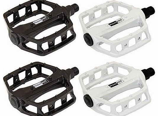 PedalPro Alloy Flat Platform Bike/BMX/MTB Pedals - Available in Black or White
