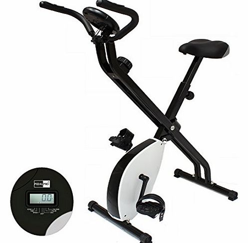 Folding Exercise Bike - White/Black - Keep Fit & Lose Weight At Home