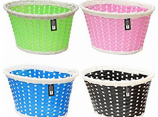 PedalPro Small Plastic Wicker Childrens Bicycle Basket - 4 Colours