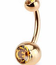 Beautiful Topaz Rose Gold Swarovski Crystal Double Gem Belly Navel Bar Lots of other Colours Available in our Pegasus Body Jewellery Amazon Shop