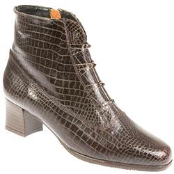 Peko by Pavers Female Pek404 Leather Upper Textile Lining Ankle in BROWN CROC