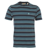 Peacoat T-Shirt with Blue and Aqua Stripes