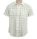 White and Green Check Short Sleeve Shirt