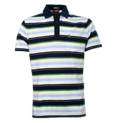 Penguin White and Navy Stripe Polo Shirt