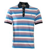White, Red and Blue Stripe Polo Shirt