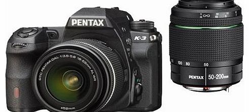 K-3 DSLR Camera with 18-55mm and 50-200mm WR Lens Kit - Black (24MP, CMOS Sensor) 3.2 inch LCD