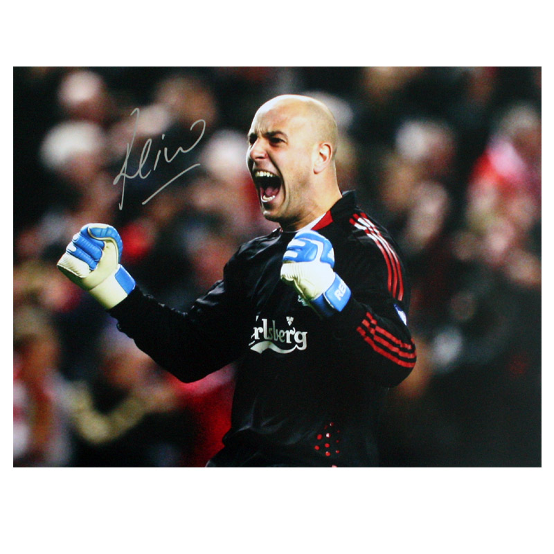 Reina Signed Liverpool Photo: Celebrating Victory Over Real Madrid