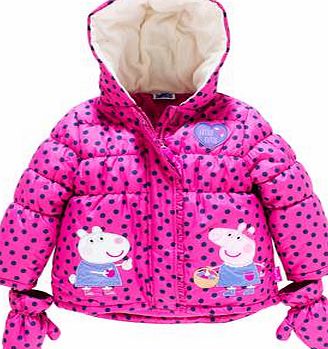 Peppa Pig Girls Puffer Coat with Mittens - 2-3