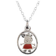 Pig Sterling Silver Oval Pendant
