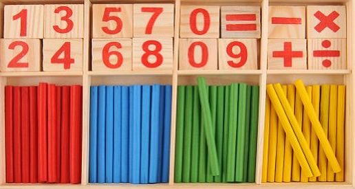 Peradix 52 Spindles Wooden Number Sticks Mathematics Material Educational for Kid Child