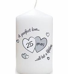 Perfect Love Silver Anniversary Candle