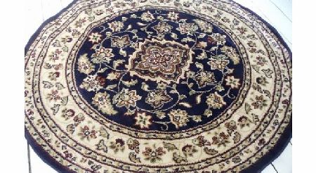 Persian type Persian style circle rug in Navy. 133cm.