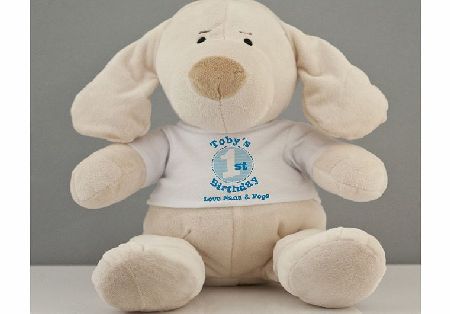 Personalised 1st Birthday Puppy Soft Toy - Boy