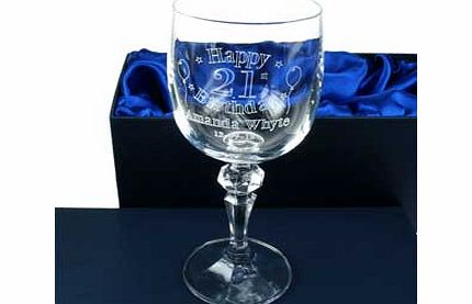 Personalised 21st birthday crystal wine glass